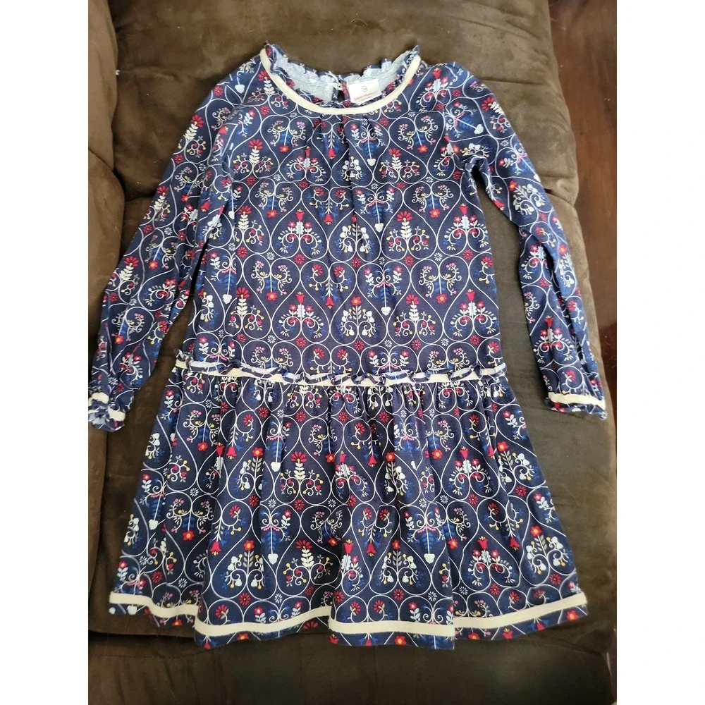 Hanna Andersson navy floral spring dress‎ size 130 8